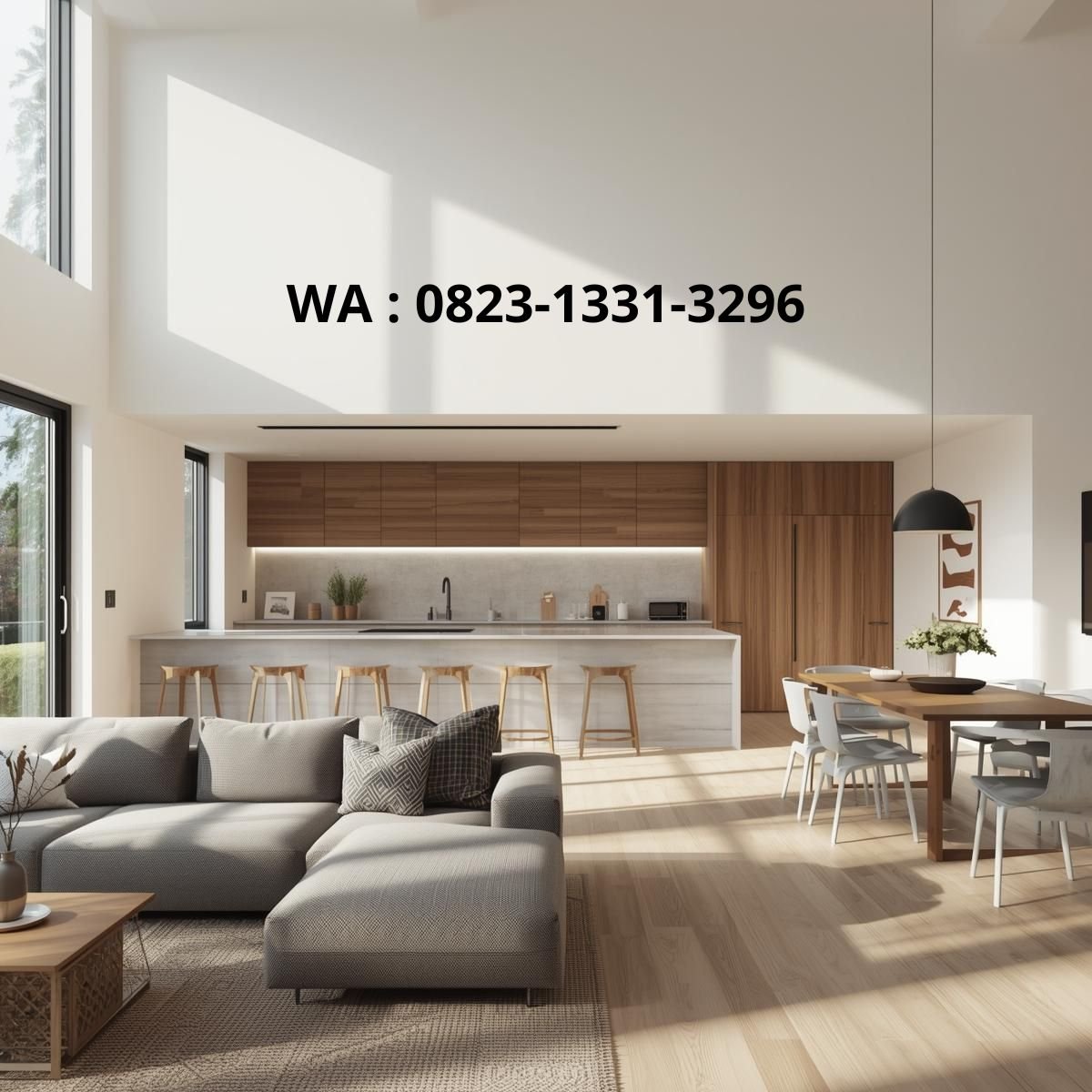 DESAIN RUANG KELUARGA DENGAN DAPUR TERBUKA