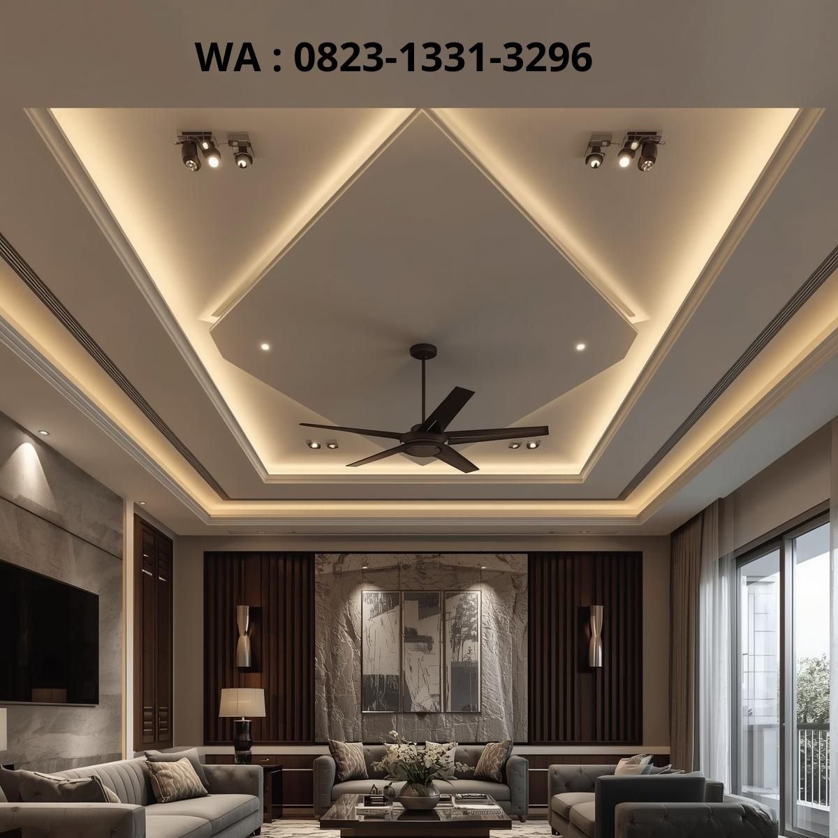 desain plafon ruang tamu sederhana tapi mewah