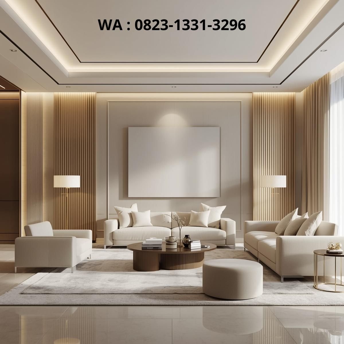 RUANG KELUARGA MINIMALIS ELEGAN