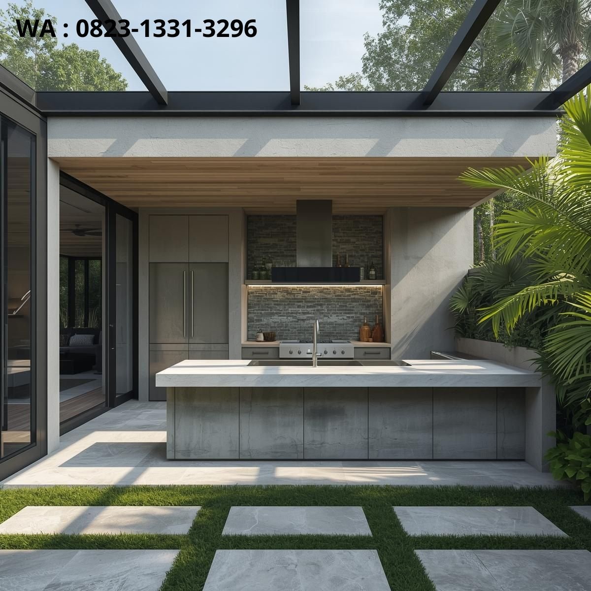 Dapur terbuka ala rumah tropis