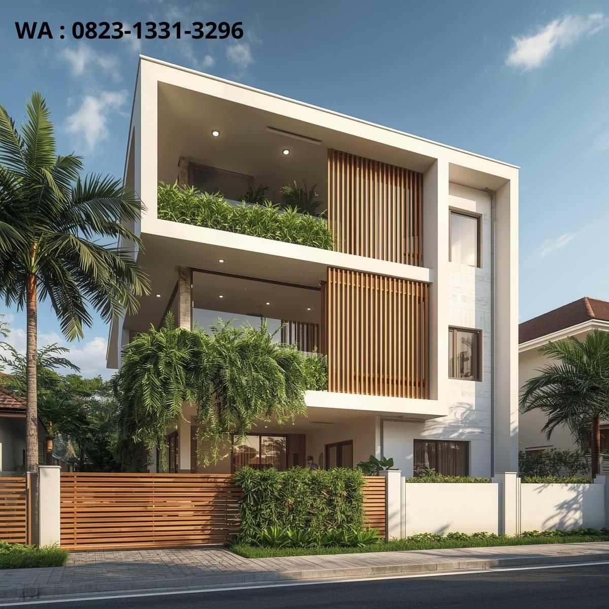 DESAIN RUMAH 3 LANTAI MODERN TROPIS