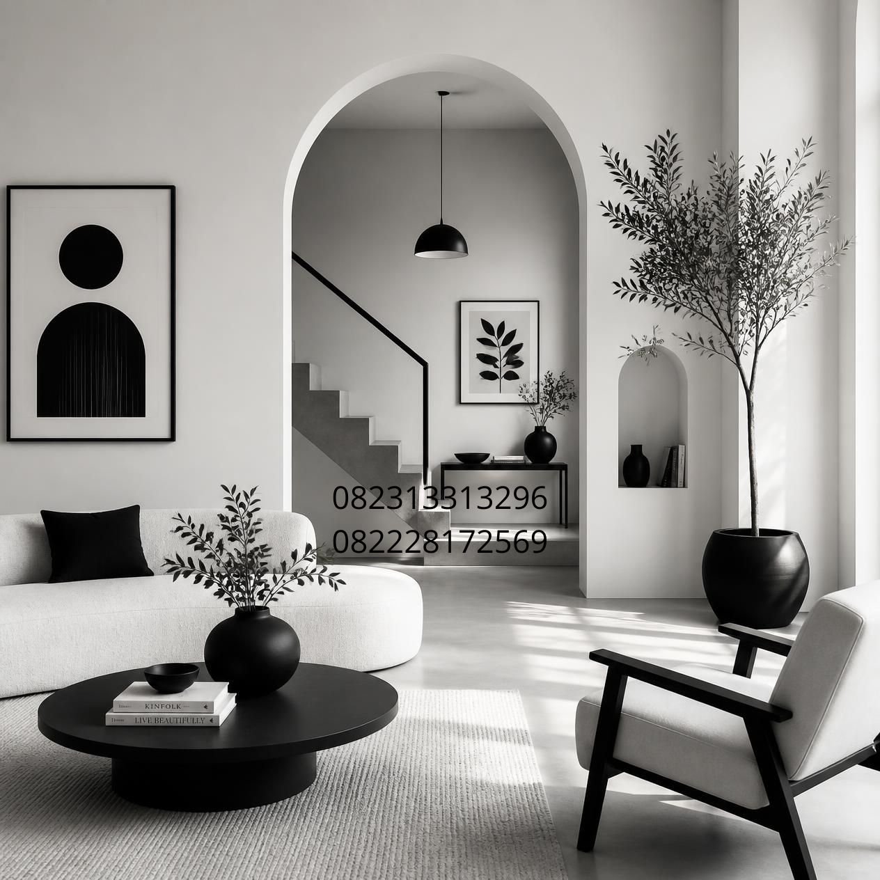 interior rumah warna monokrom