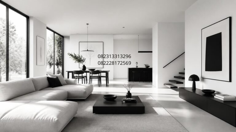 interior rumah hitam putih minimalis