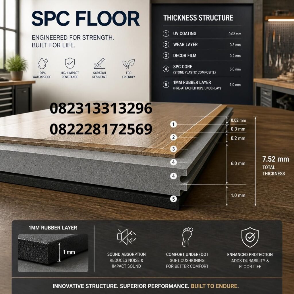 Lantai SPC Tebal Karet 1mm