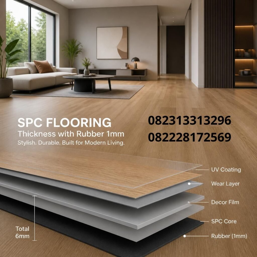Lantai SPC dengan Underlay Karet 1mm