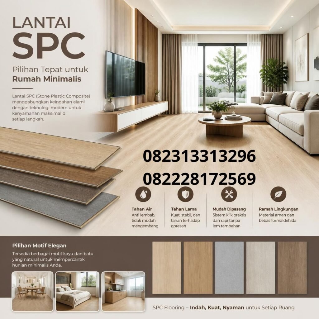 Lantai SPC ruang tamu minimalis