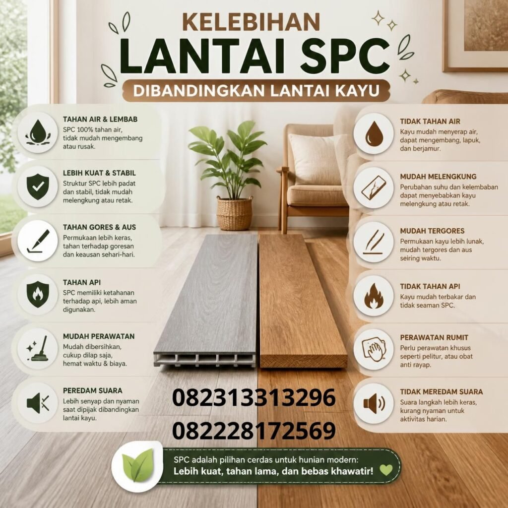 Perbedaan lantai SPC dan lantai kayu