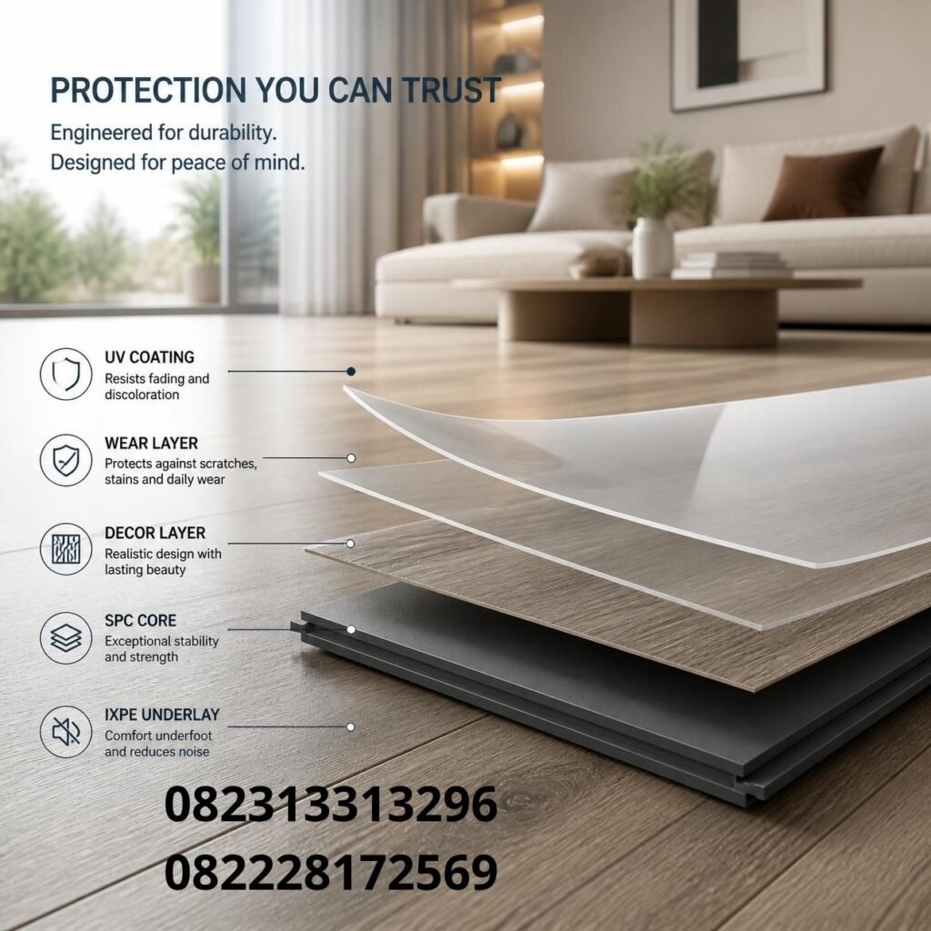 Protective Layer Lantai SPC Anti Gores