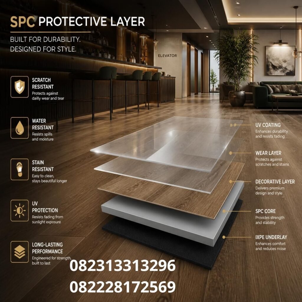 Protective Layer Lantai SPC Tahan Aus